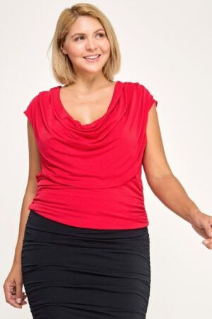 Plus Size Draped Cowl Neck Cap-sleeve Blouse Plus Size Draped Cowl Neck Cap-sleeve Blouse