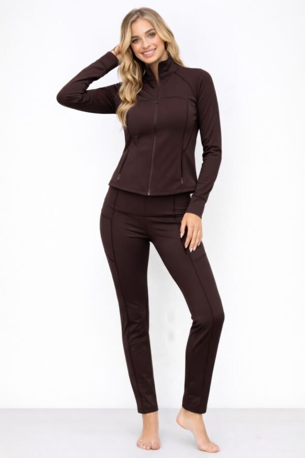 Athletic Workout Lounge Zip Up Jacket And Pant Set