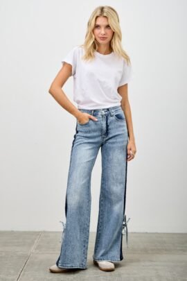 Mid Rise Contrast Wide Leg With Tie Mid Rise Contrast Wide Leg With Tie
