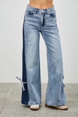 Mid Rise Contrast Wide Leg With Tie Mid Rise Contrast Wide Leg With Tie