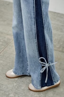 Mid Rise Contrast Wide Leg With Tie Mid Rise Contrast Wide Leg With Tie