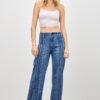 High Rise Straight Jeans With Front Lines