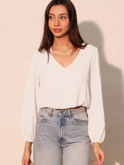 Textured Solid Long Sleeve Crop Top