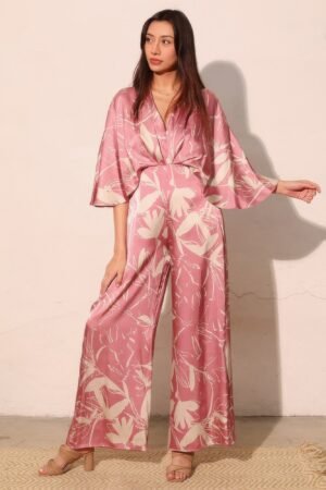 Dreaming Lily Satin Cape Jumpsuit Dreaming Lily Satin Cape Jumpsuit
