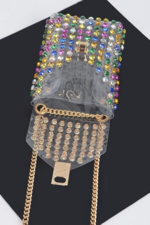 Rhinestone Clear Plus Size Belt Bag W/chain