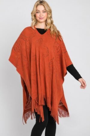 Paisley Pattern Fringe Poncho Paisley Pattern Fringe Poncho