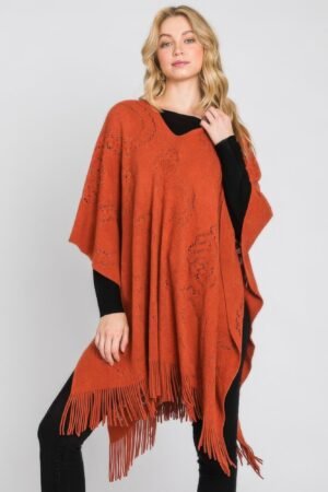 Paisley Pattern Fringe Poncho Paisley Pattern Fringe Poncho