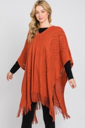 Paisley Pattern Fringe Poncho Paisley Pattern Fringe Poncho