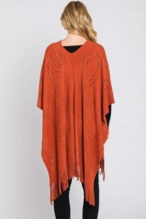 Paisley Pattern Fringe Poncho Paisley Pattern Fringe Poncho