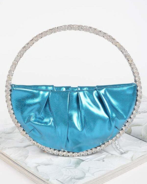 Metallic Luna Bag W/stone Handle