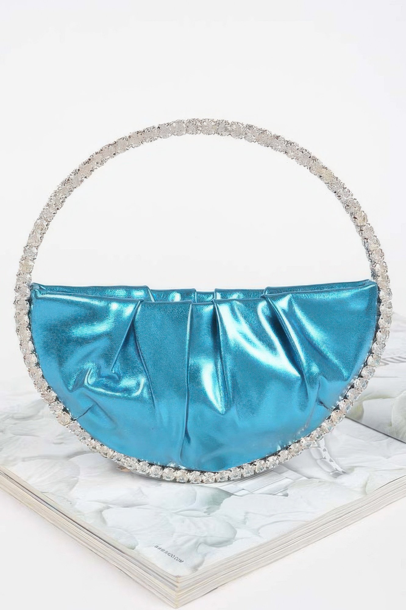 Metallic Luna Bag W/stone Handle Metallic Luna Bag W/stone Handle