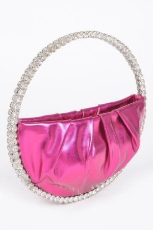 Metallic Luna Bag W/stone Handle Metallic Luna Bag W/stone Handle