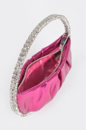 Metallic Luna Bag W/stone Handle Metallic Luna Bag W/stone Handle
