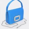 Satin Stone Buckle Shoulder Bag