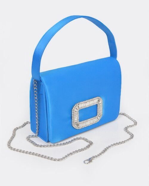 Satin Stone Buckle Shoulder Bag