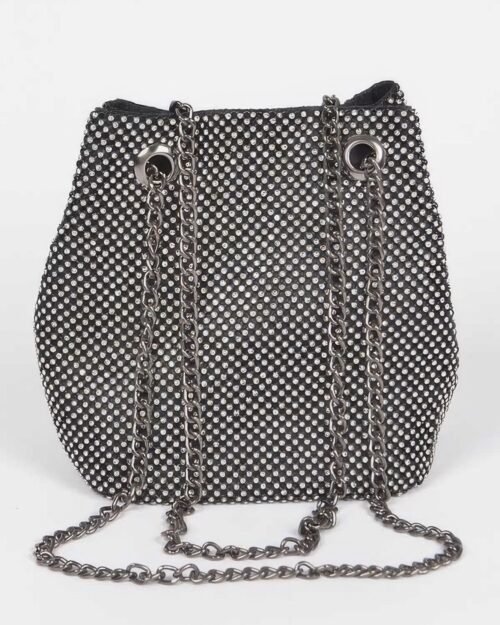 Rhinestone Bucket Chain Bag