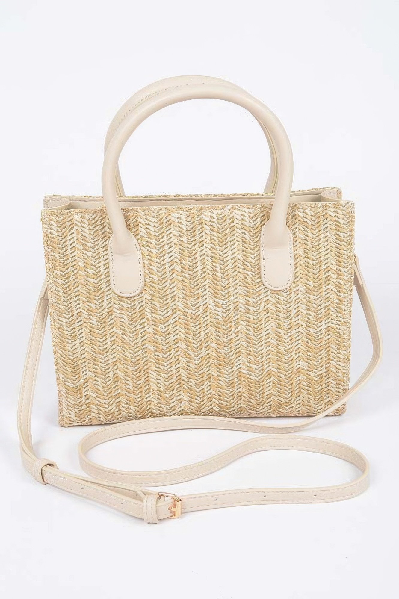 vegan faux straw mini tote bag