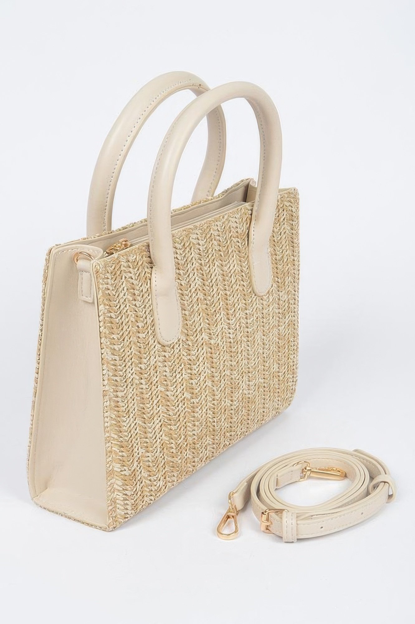 vegan faux straw mini tote bag - image 2