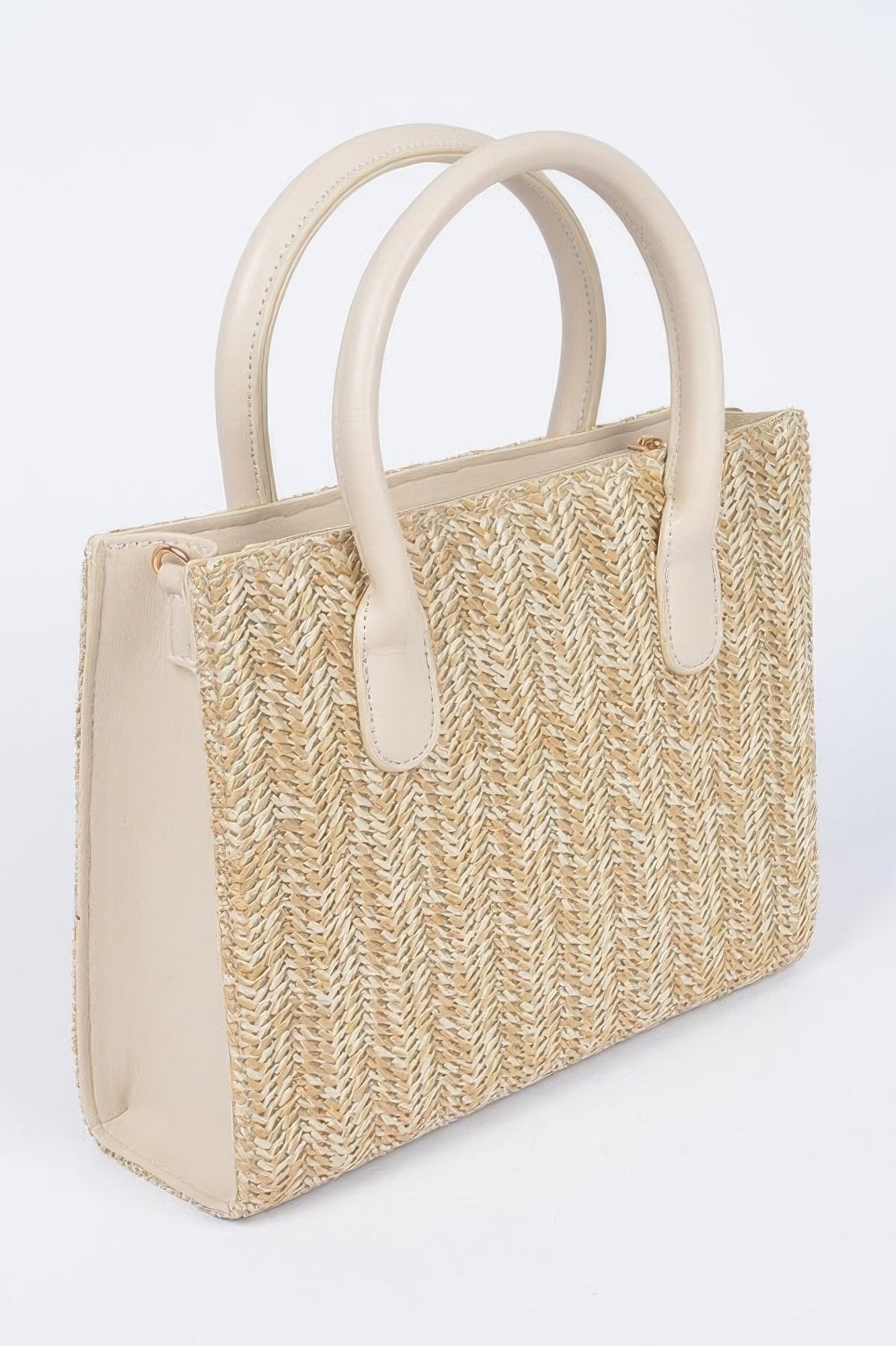 vegan faux straw mini tote bag - image 3