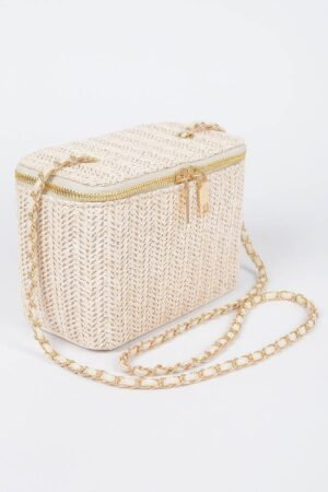 Faux Straw Cosmetic Case Bag Faux Straw Cosmetic Case Bag