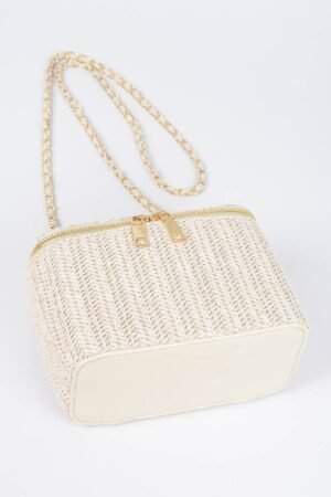 Faux Straw Cosmetic Case Bag Faux Straw Cosmetic Case Bag