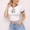 Strike Graphic Contrast Trim Crop Tee