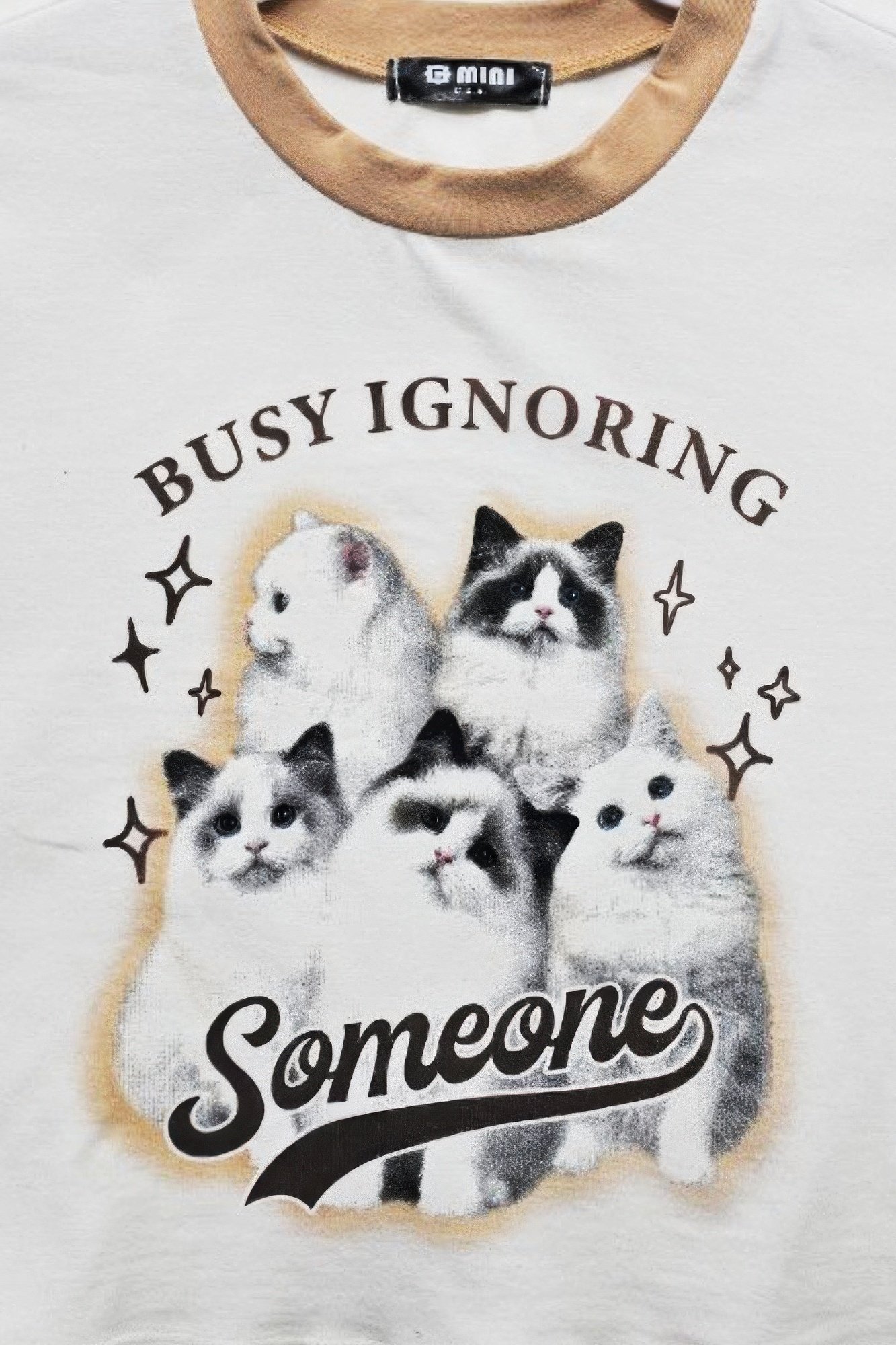 busy ignoring with cats graphic ringer top - image 2