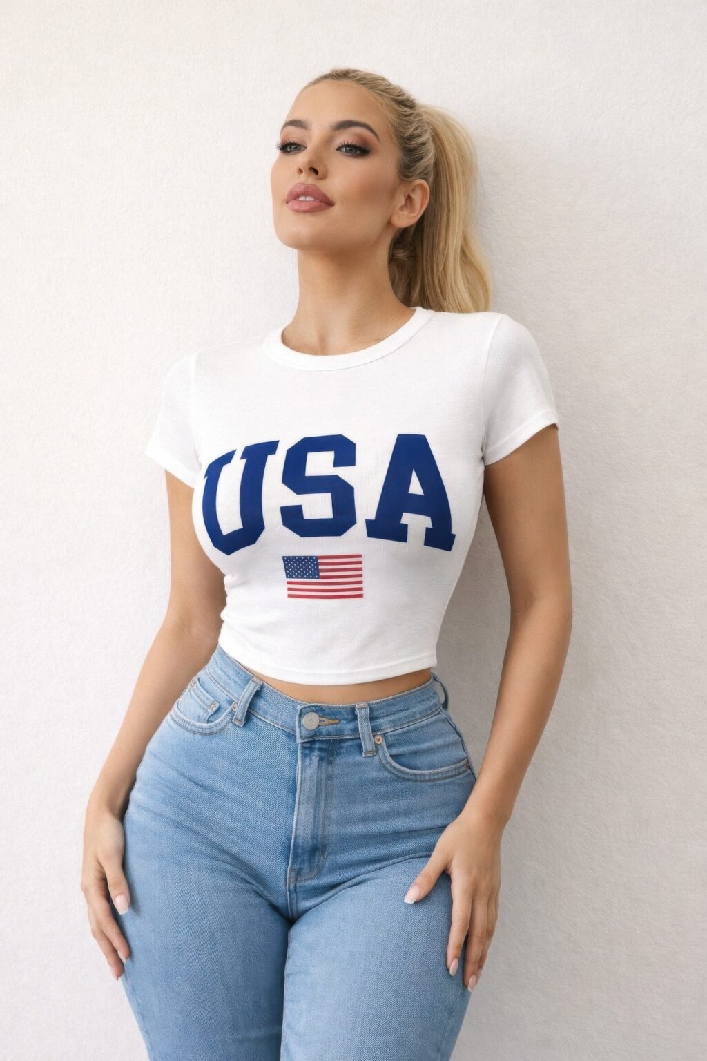 usa graphic fitted t-shirt
