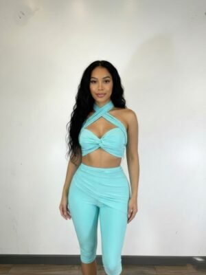 Crisscross Halter,twisted Knot Detail,self-tie Set
