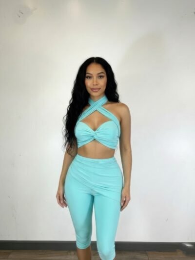Crisscross Halter,twisted Knot Detail,self-tie Set