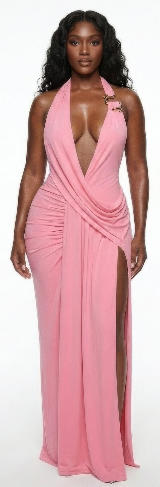 plunging, deep v-neckline in a halter style - image 5