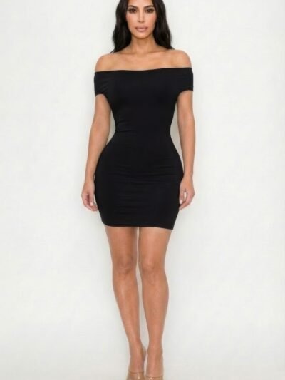 Off Shoulder Mini Dress with Open Back – Body-Hugging Party Dress