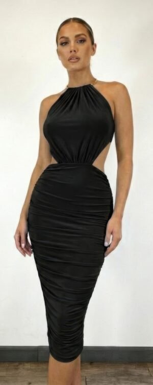 Bodycon Midi Dress, Gold Tone Is Visible At Neck Bodycon Midi Dress, Gold Tone Is Visible At Neck