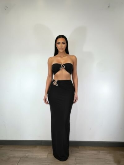 Tube Top Trim Detail Skirt Set