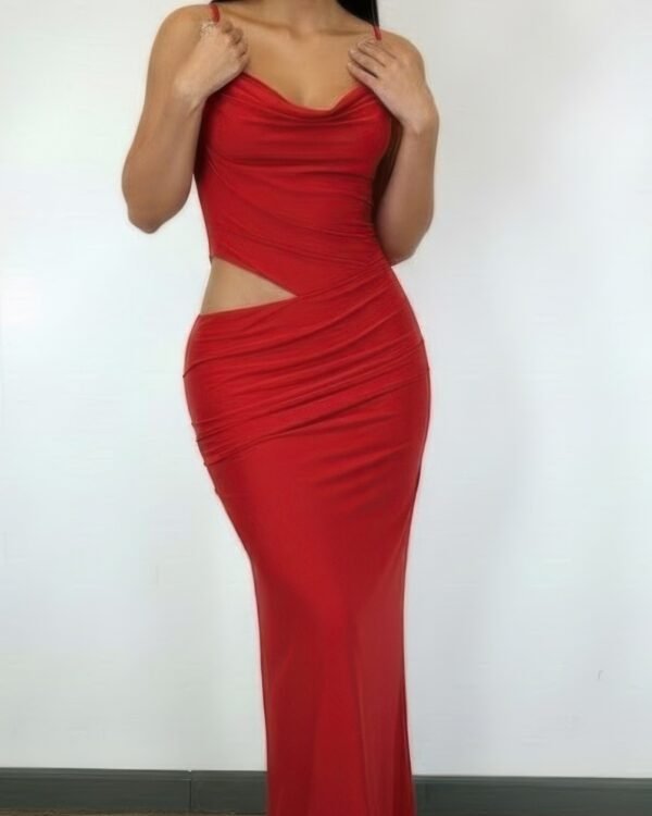 A Cowl Neckline Two-piece Illusion Maxi