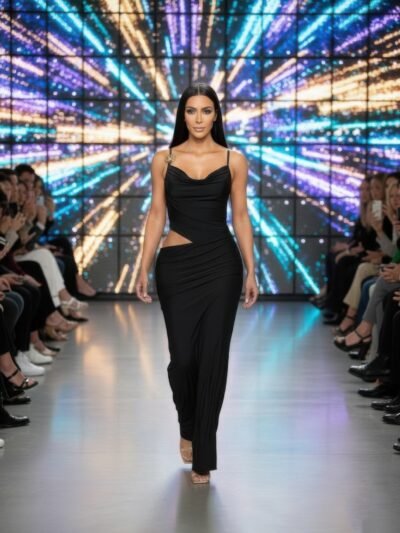 A Cowl Neckline Two-piece Illusion Maxi