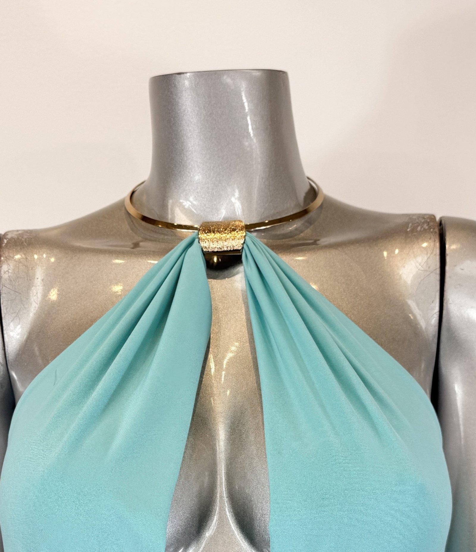 strapless necklace detail open back midi dress - image 4