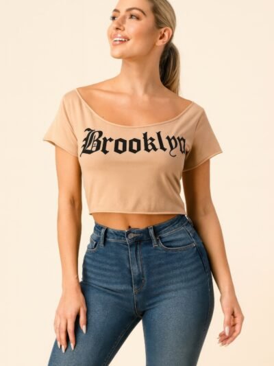 Brooklyn Graphic Off-shoulder Crop Top Brooklyn Graphic Off-shoulder Crop Top