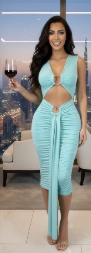 Body-con Midi Dress In A Vibrant Body-con Midi Dress In A Vibrant