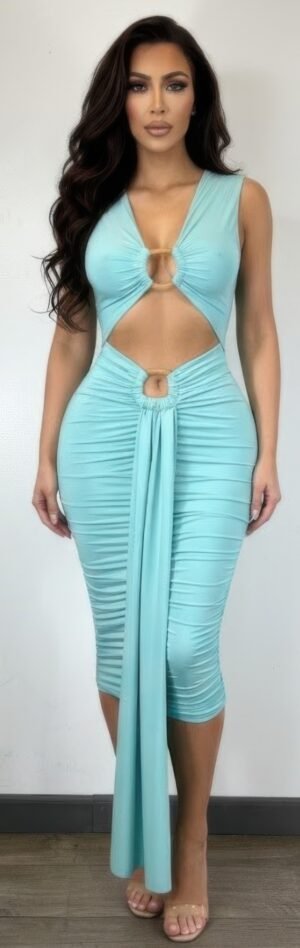Body-con Midi Dress In A Vibrant Body-con Midi Dress In A Vibrant