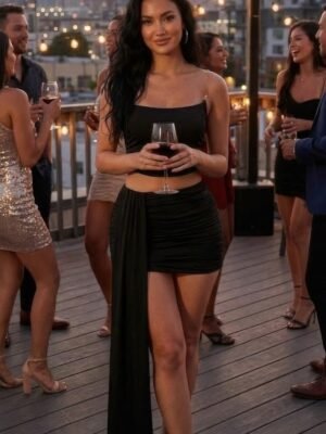 Sleeveless, Cropped Bodice Skirt Set Sleeveless, Cropped Bodice Skirt Set