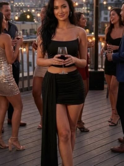 Sleeveless, Cropped Bodice Skirt Set Sleeveless, Cropped Bodice Skirt Set