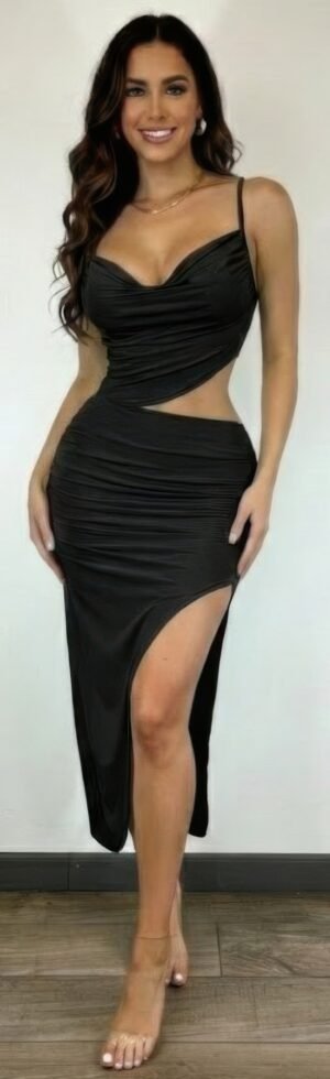 Cowl Neck,metal Chain-link Hardware Accents Midi Cowl Neck,metal Chain-link Hardware Accents Midi