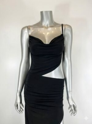 Cowl Neck,metal Chain-link Hardware Accents Midi Cowl Neck,metal Chain-link Hardware Accents Midi
