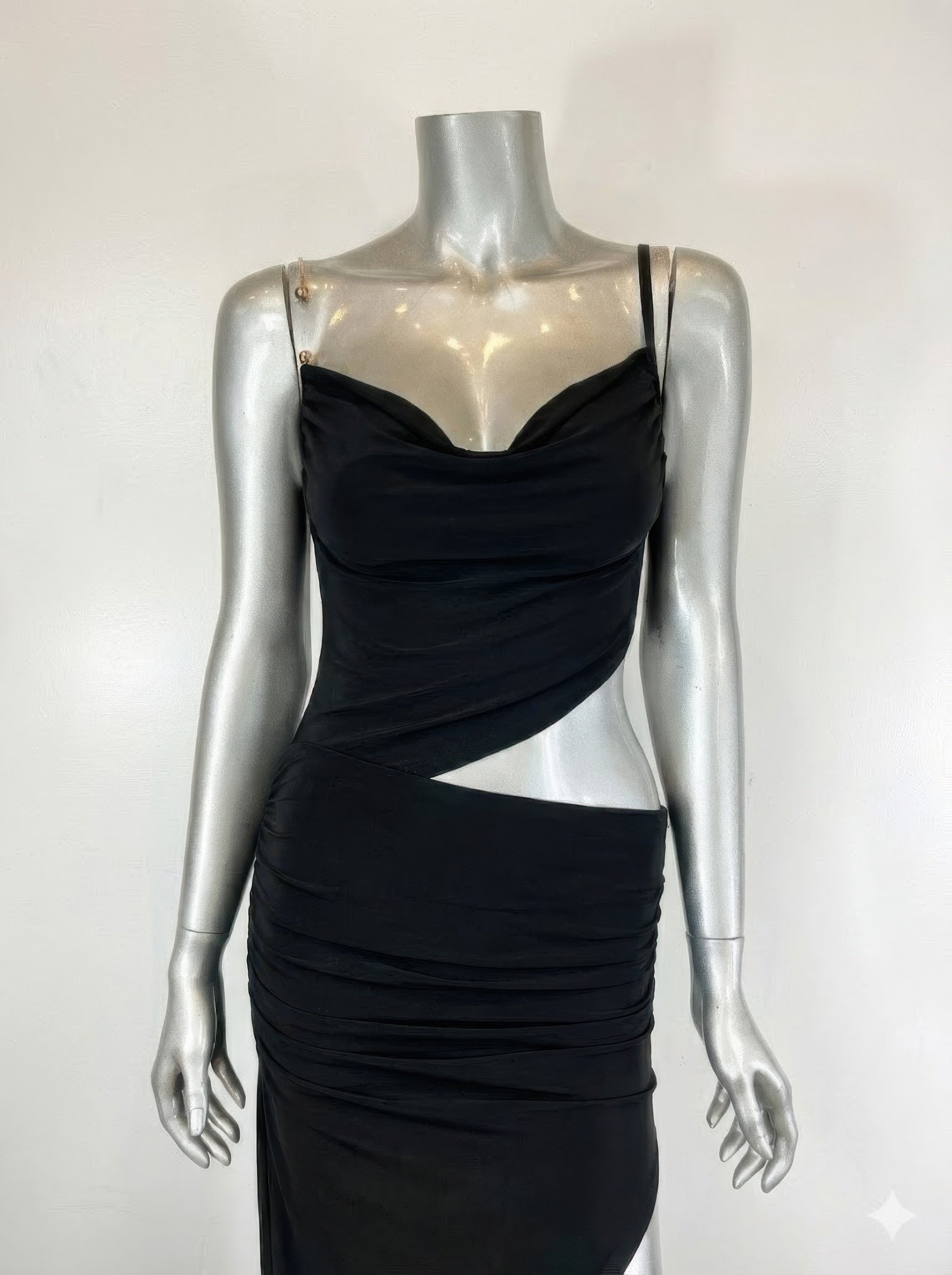 Cowl Neck,metal Chain-link Hardware Accents Midi Cowl Neck,metal Chain-link Hardware Accents Midi