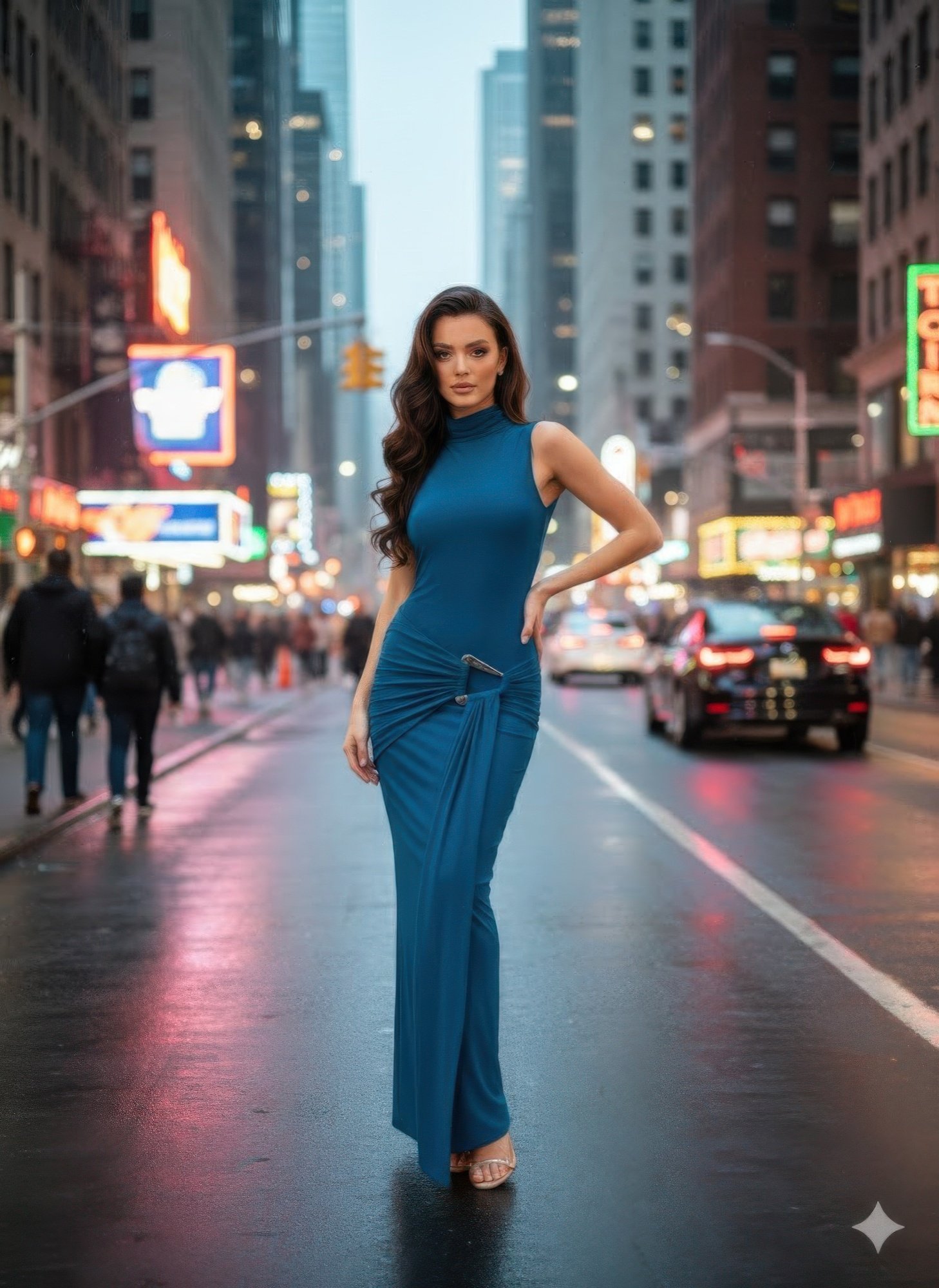 Sleeveless Turtle Neck Drape Maxi Dress Sleeveless Turtle Neck Drape Maxi Dress