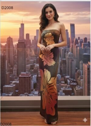 Metallic Flower Tube Maxi Dress