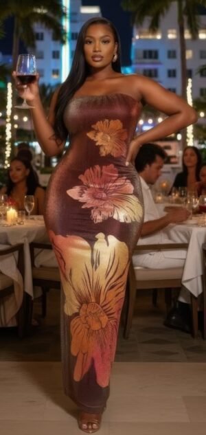 Metallic Flower Tube Maxi Dress Metallic Flower Tube Maxi Dress