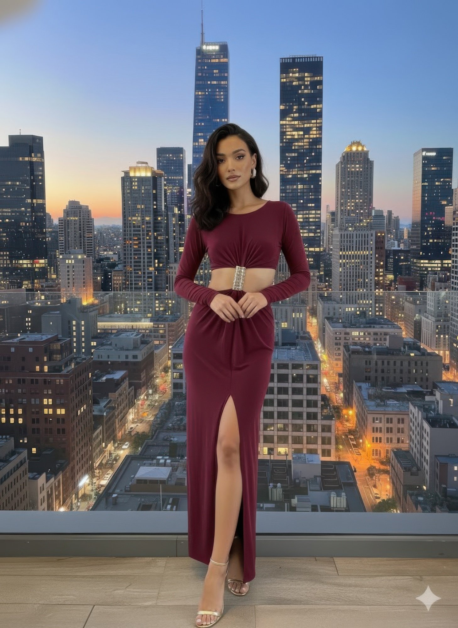 Long Sleeve Mockneck Styling Maxi Dress. Long Sleeve Mockneck Styling Maxi Dress.
