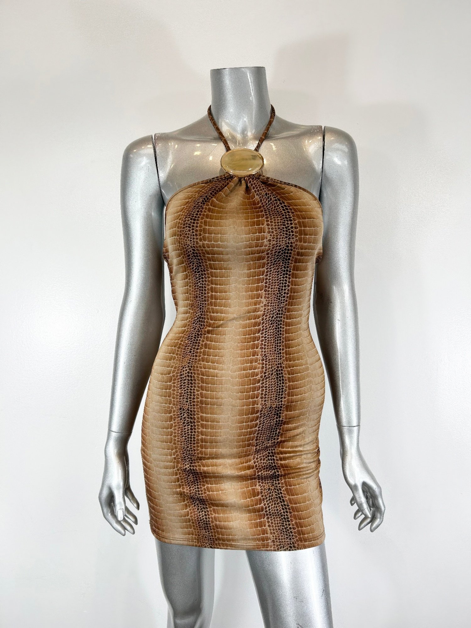 String Neck With Trim Bodycon Mini Dress String Neck With Trim Detail Mini Dress
